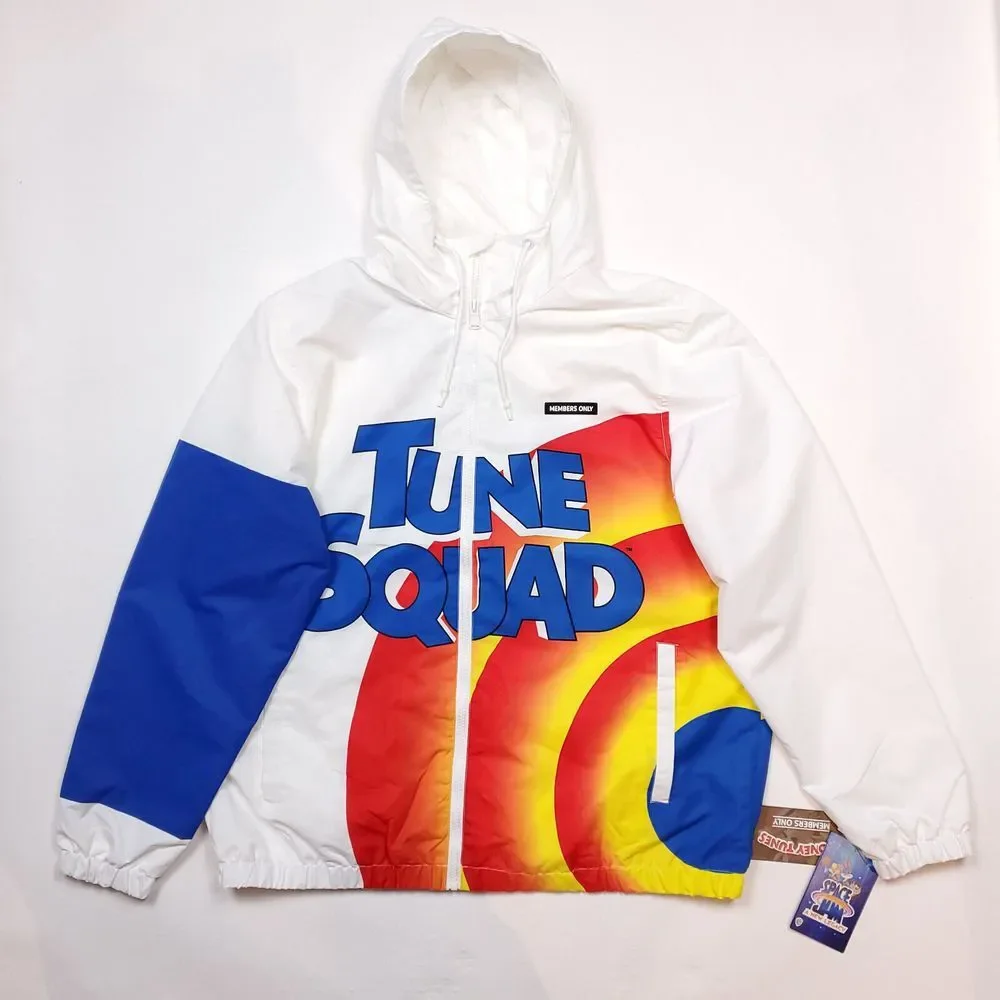 Space Jam Tune Squad Members Only XL XLarge Windbreaker Jacket White Blue‎ NWT